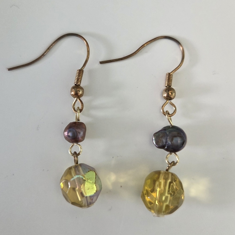 2 For $10 Elegant Gold and Pearl Dangle Earrings